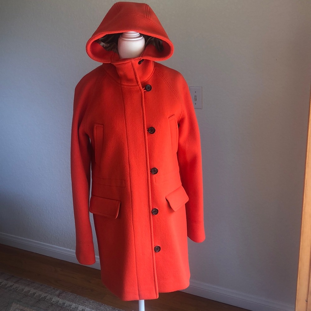 J. Crew Stadium Cloth Coat in Red-Orange